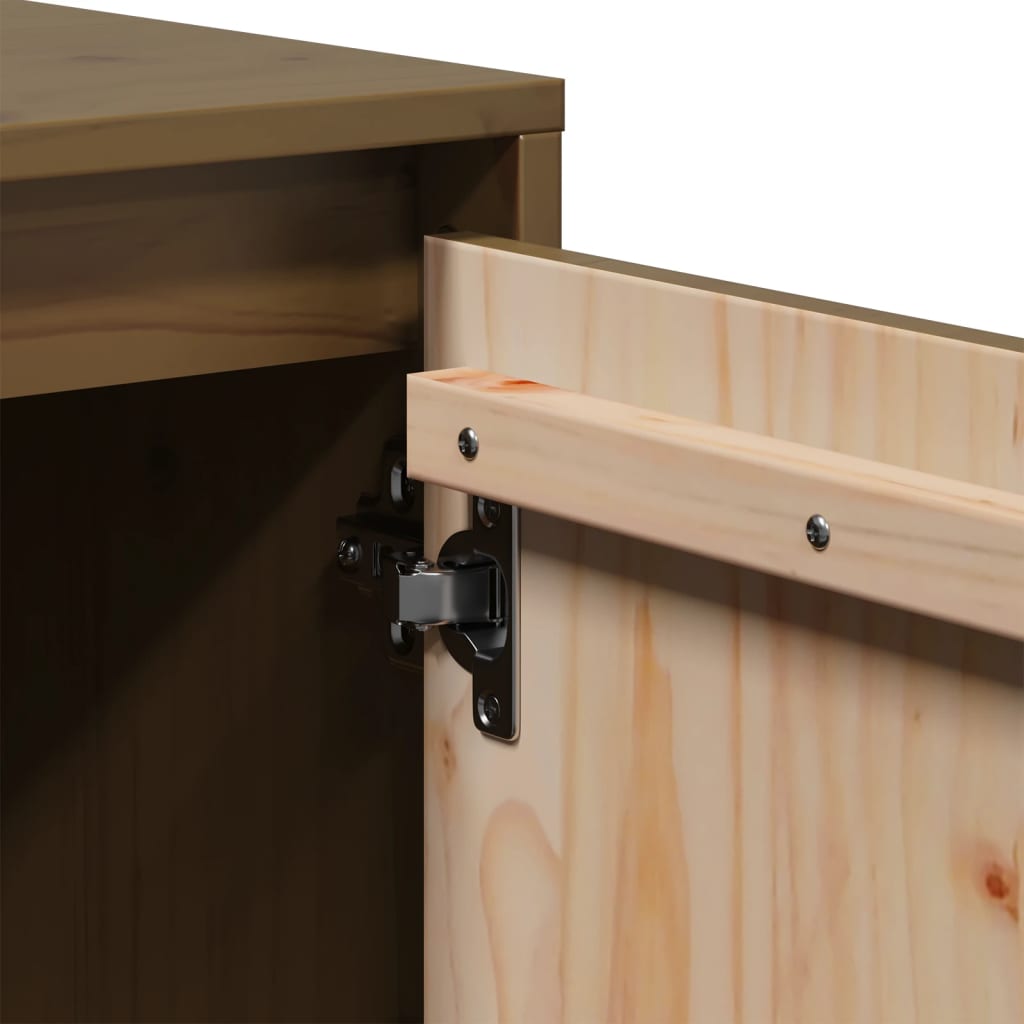 mézbarna tömör fenyőfa TV-szekrény 74x35x44 cm