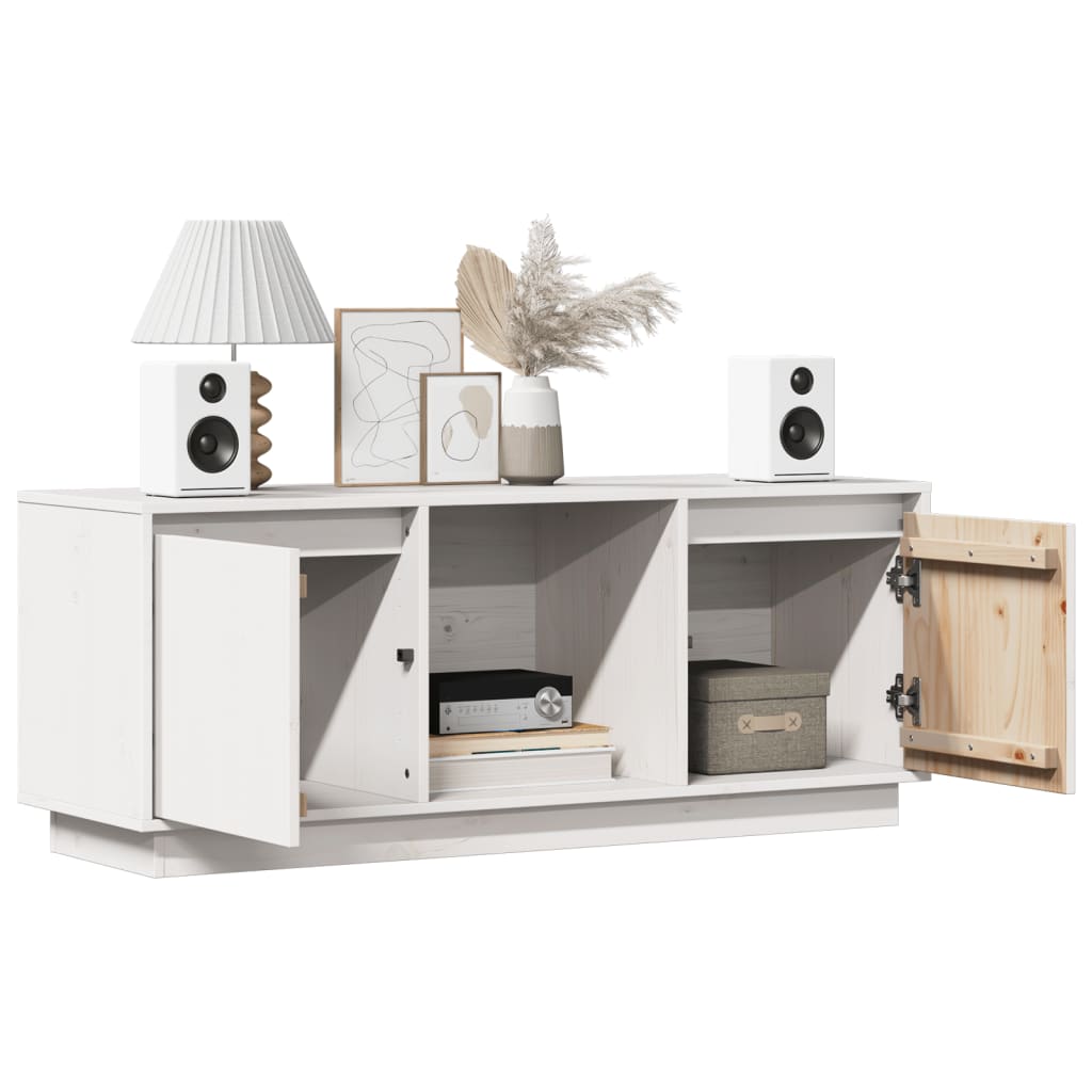 fehér tömör fenyőfa TV-szekrény 110,5x35x44 cm