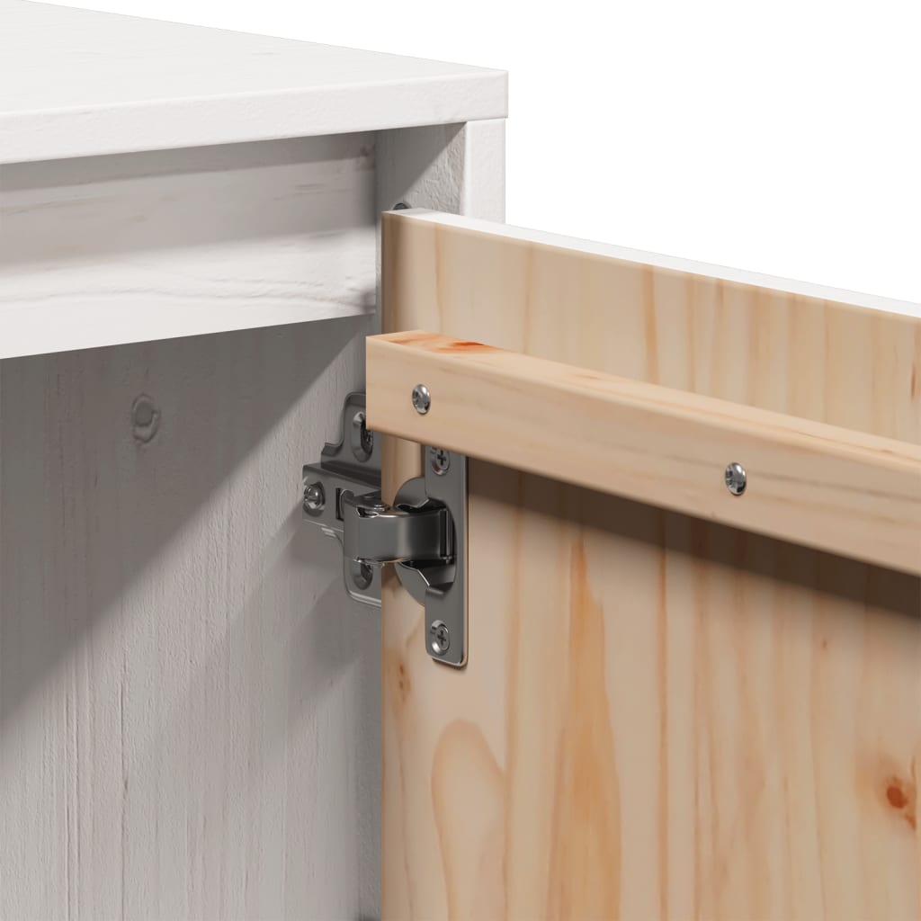 fehér tömör fenyőfa TV-szekrény 110,5x35x44 cm