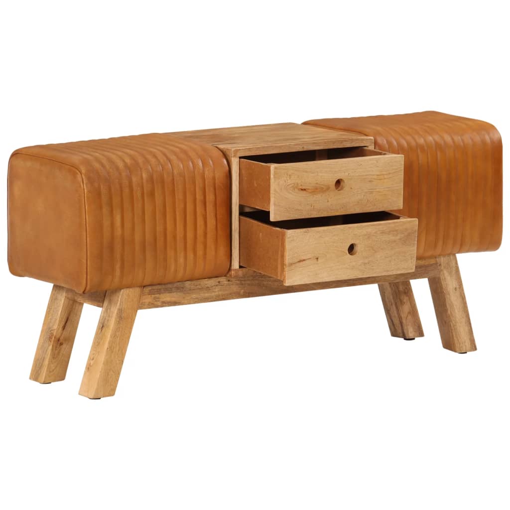 barna valódi kecskebőr és tömör mangófa bokpad 107 cm