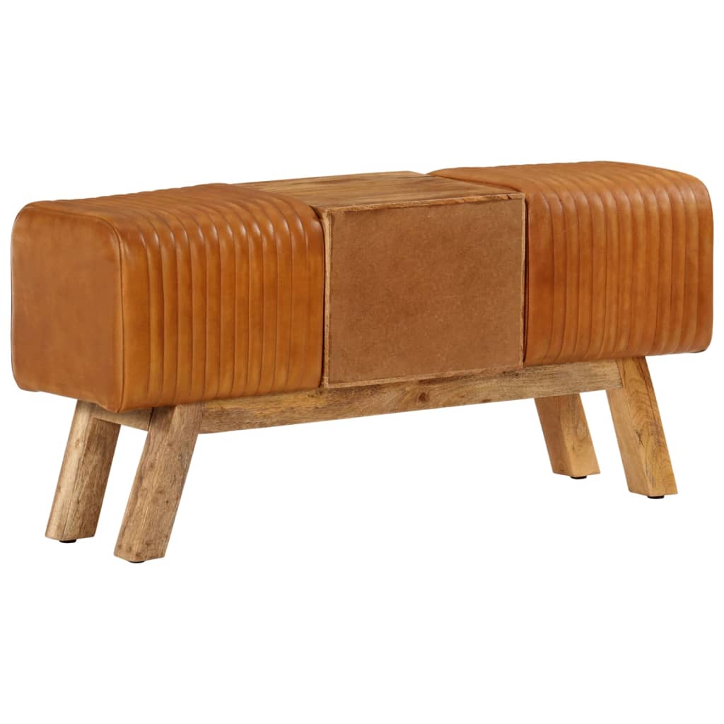 barna valódi kecskebőr és tömör mangófa bokpad 107 cm