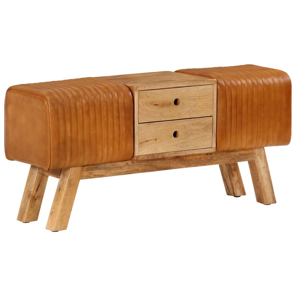 barna valódi kecskebőr és tömör mangófa bokpad 107 cm