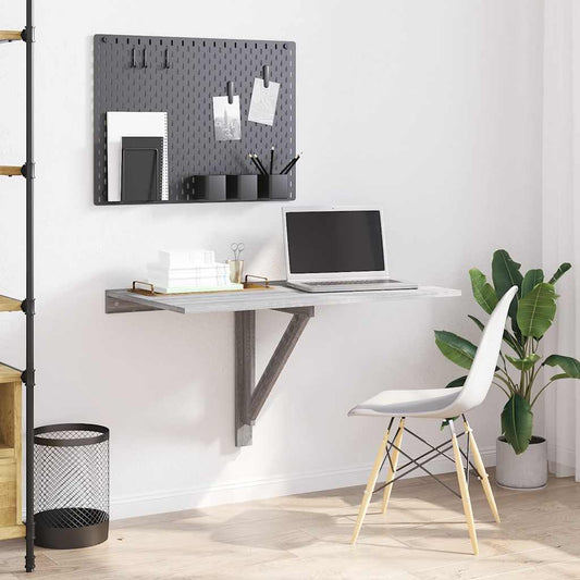 szürke sonoma szerelt fa összecsukható fali asztal 100x60x56 cm