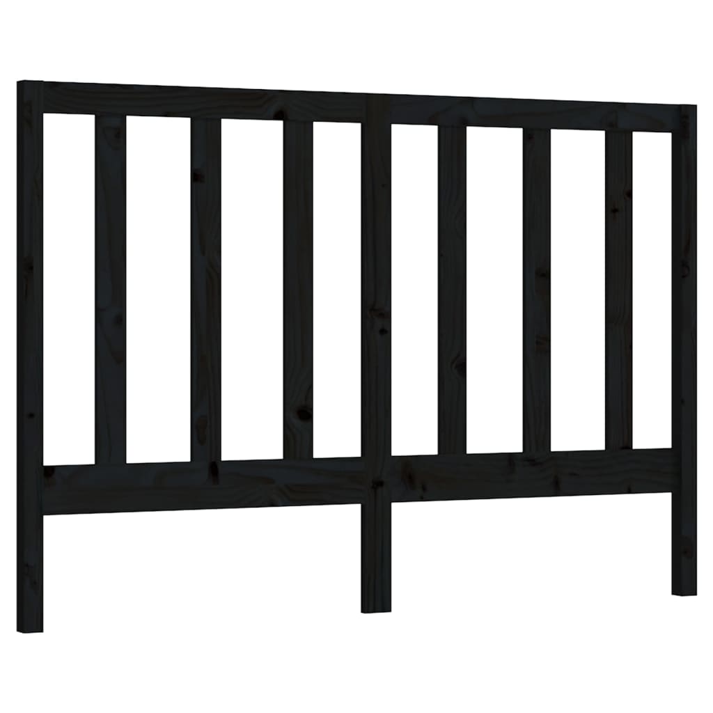 fekete tömör fenyőfa ágyfejtámla 146 x 4 x 100 cm