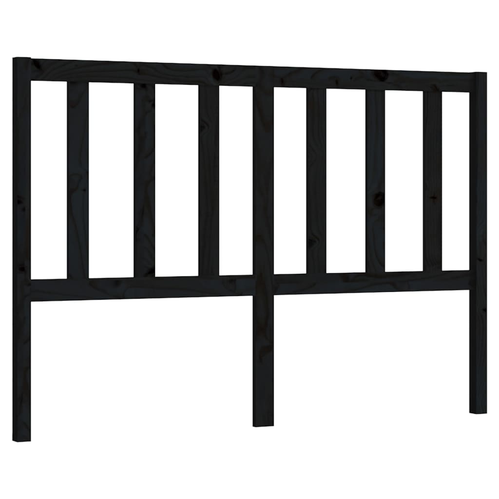 fekete tömör fenyőfa ágyfejtámla 146 x 4 x 100 cm