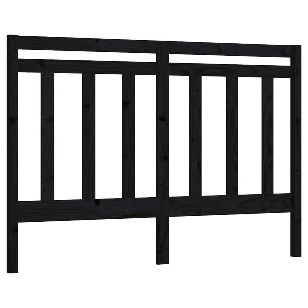 fekete tömör fenyőfa ágyfejtámla 146 x 4 x 100 cm