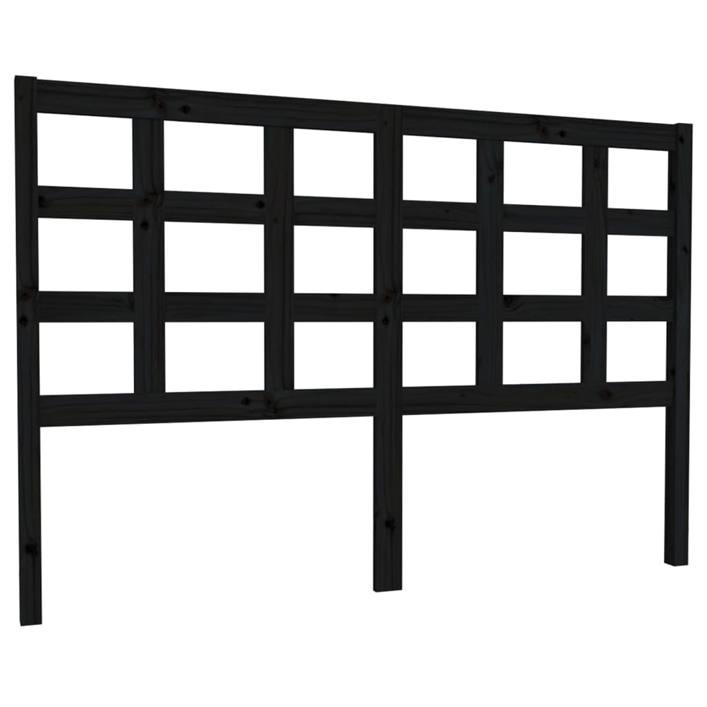 fekete tömör fenyőfa ágyfejtámla 145,5 x 4 x 100 cm