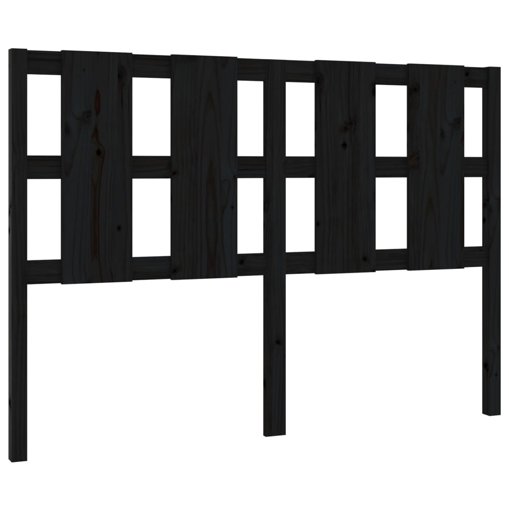 fekete tömör fenyőfa ágyfejtámla 145,5 x 4 x 100 cm