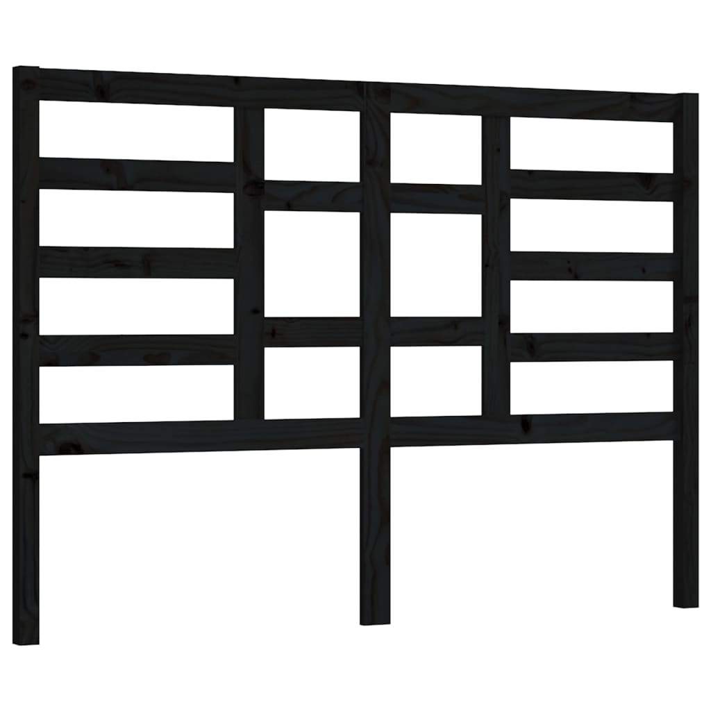 fekete tömör fenyőfa ágyfejtámla 146 x 4 x 104 cm