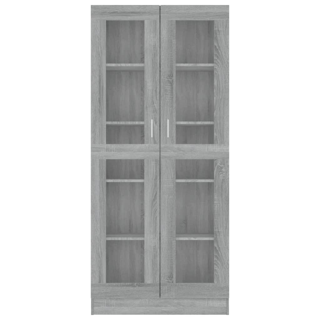 szürke sonoma szerelt fa vitrinszekrény 82,5x30,5x185 cm