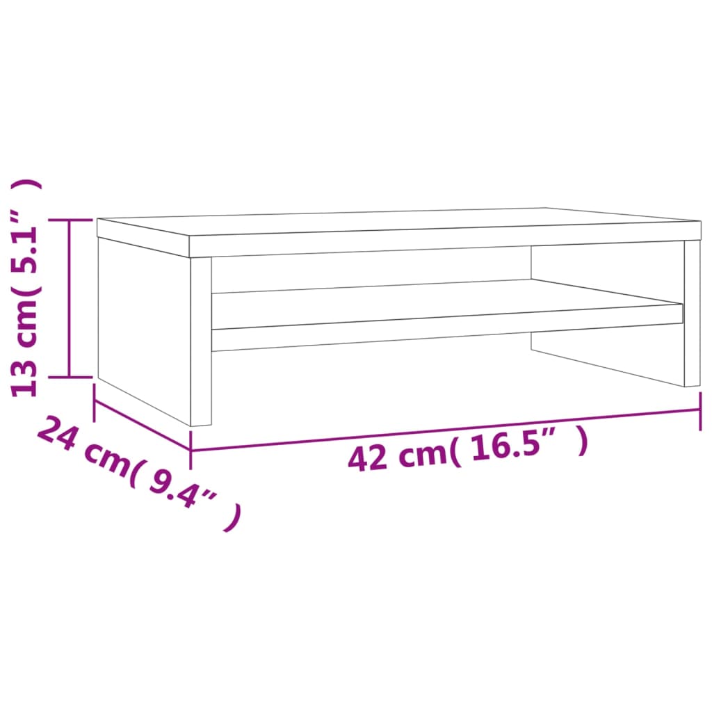 barna tölgy színű szerelt fa monitorállvány 42x24x13 cm