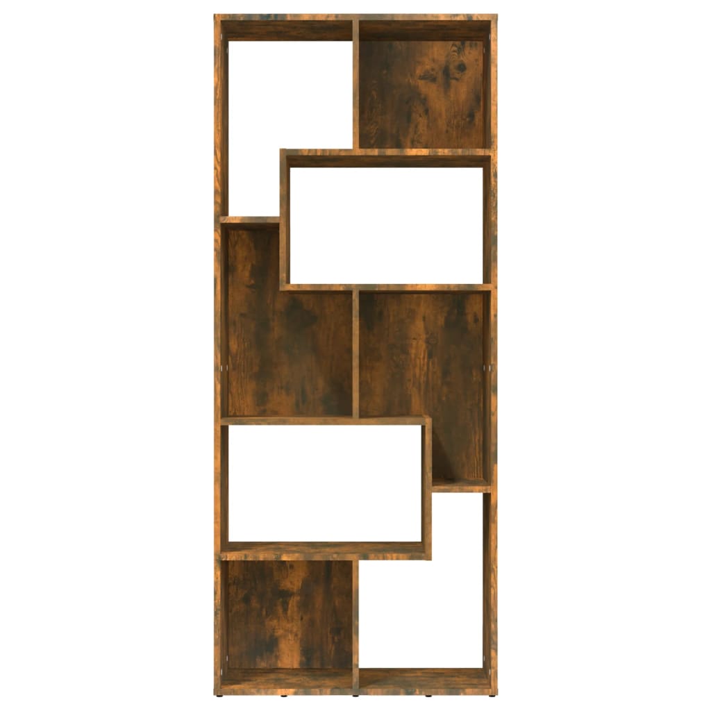 füstös tölgy színű szerelt fa könyvszekrény 67 x 24 x 161 cm