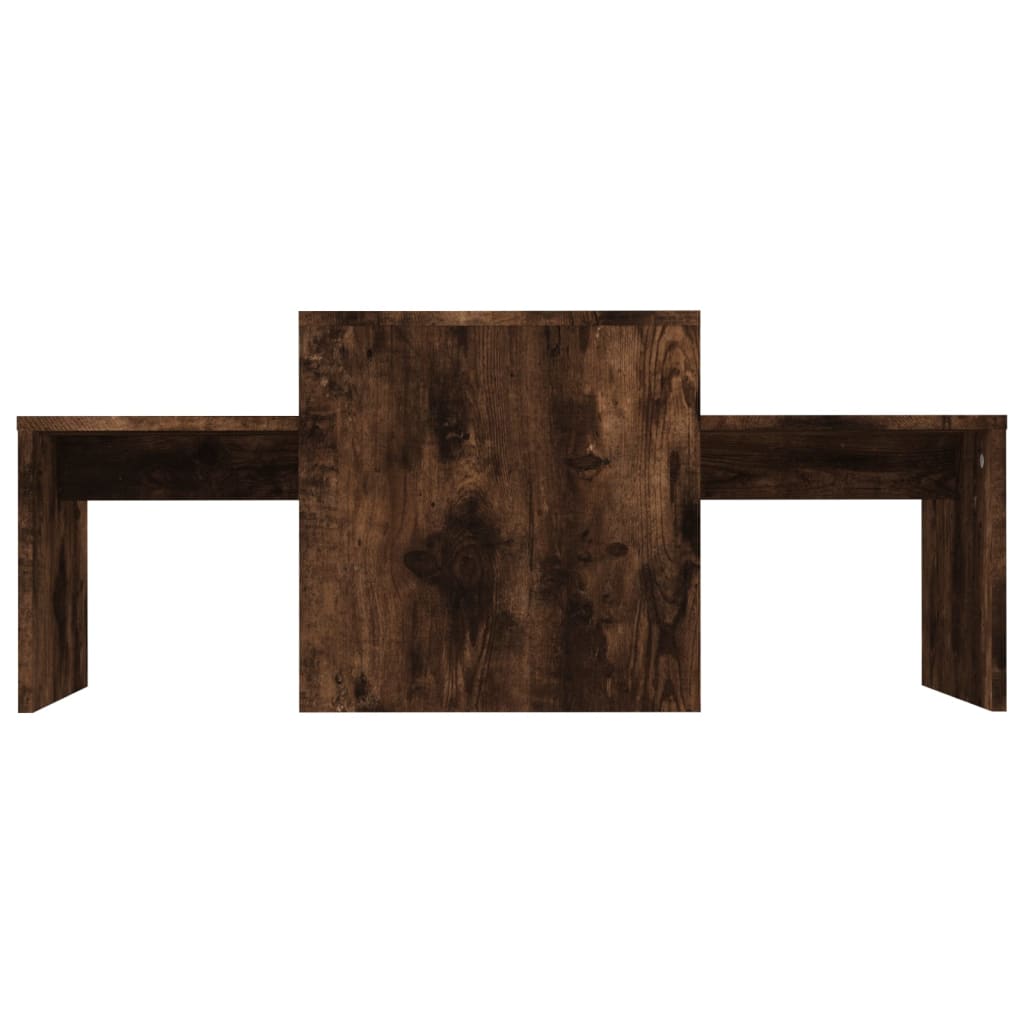 füstös tölgy színű szerelt fa dohányzóasztalszett 100x48x40 cm