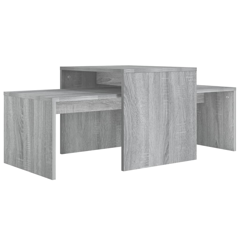 szürke sonoma színű szerelt fa dohányzóasztalszett 100x48x40 cm