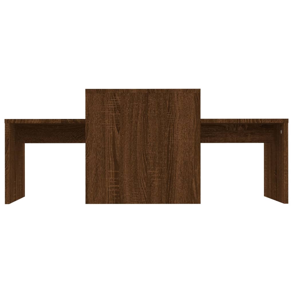 barna tölgyszínű szerelt fa dohányzóasztalszett 100x48x40 cm