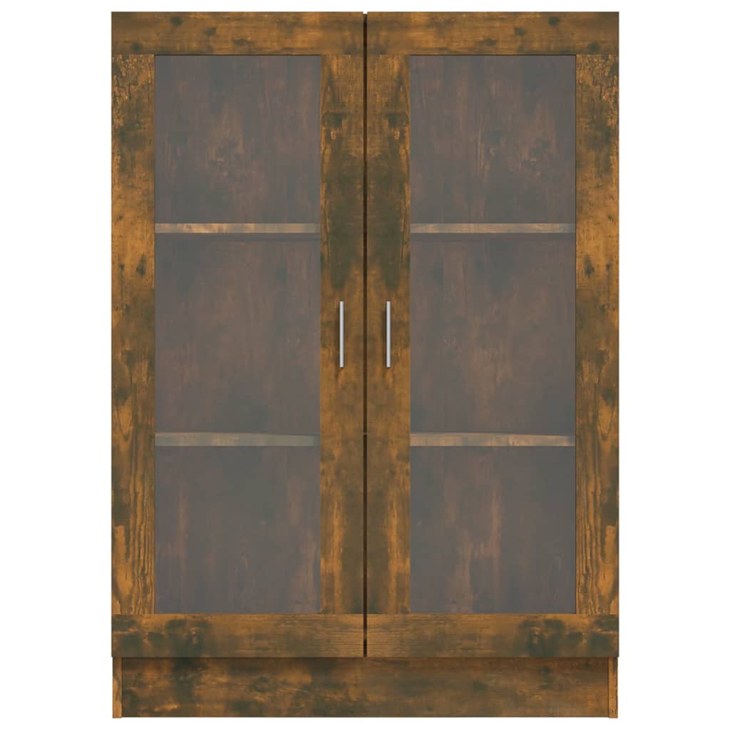 füstös tölgyszínű szerelt fa vitrinszekrény 82,5x30,5x115 cm