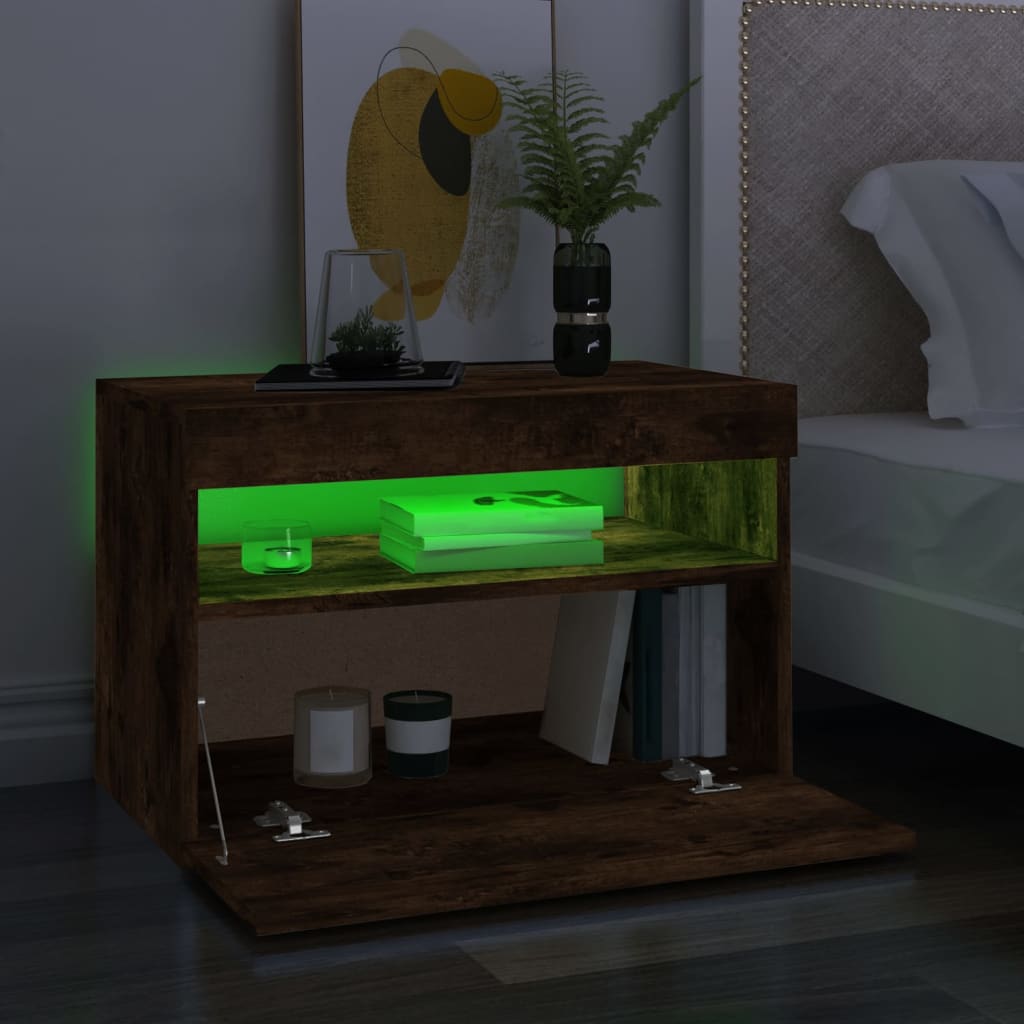 füstös tölgy színű TV-szekrény LED-világítással 60 x 35 x 40 cm