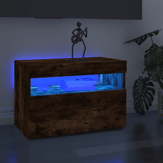 füstös tölgy színű TV-szekrény LED-világítással 60 x 35 x 40 cm