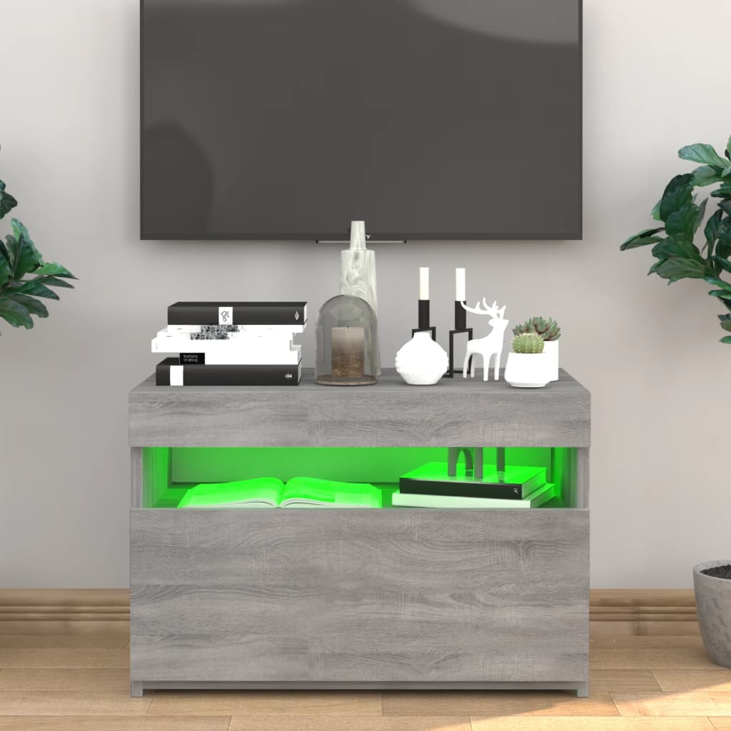 szürke sonoma színű TV-szekrény LED-ekkel 60 x 35 x 40 cm
