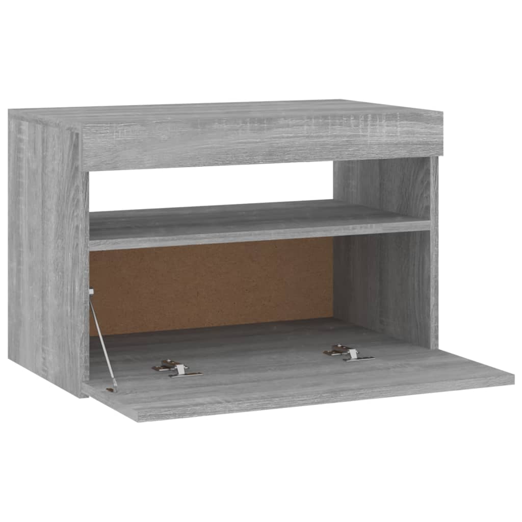szürke sonoma színű TV-szekrény LED-ekkel 60 x 35 x 40 cm