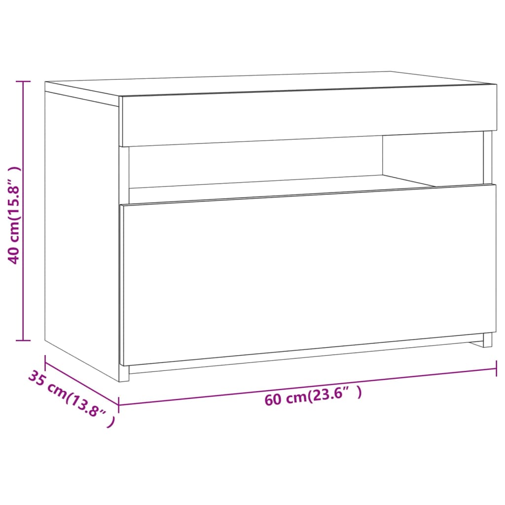 szürke sonoma színű TV-szekrény LED-ekkel 60 x 35 x 40 cm