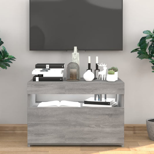 szürke sonoma színű TV-szekrény LED-ekkel 60 x 35 x 40 cm
