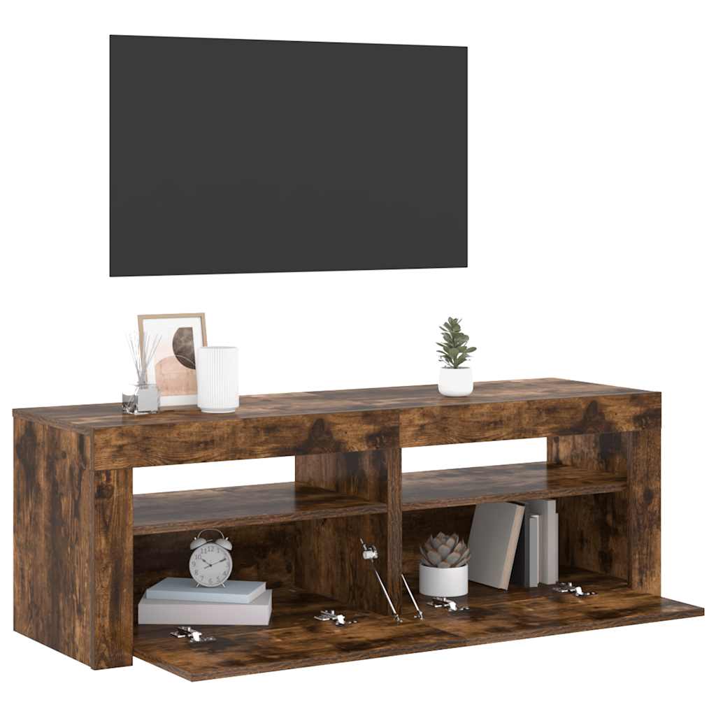 füstös tölgy színű TV-szekrény LED-ekkel 120 x 35 x 40 cm