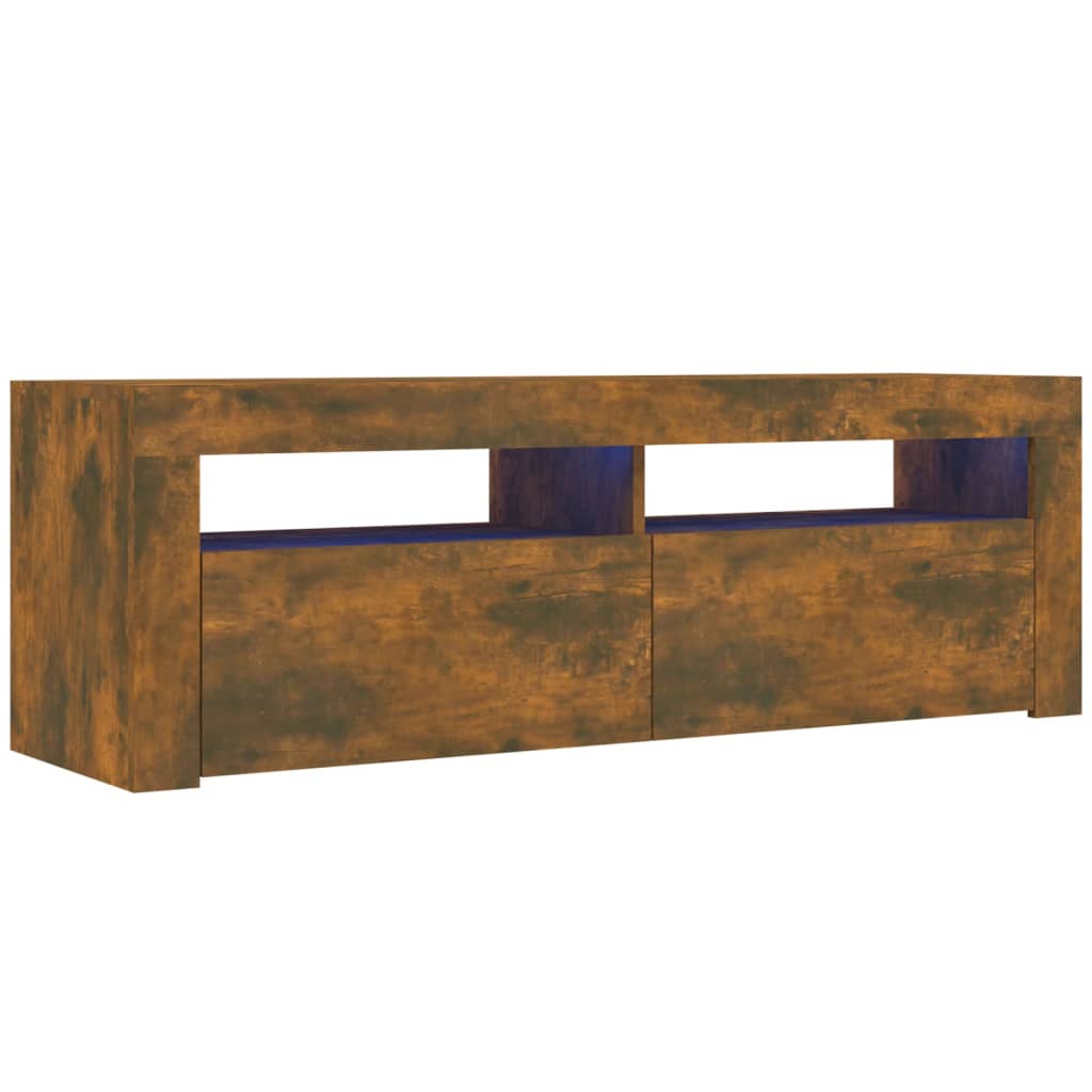 füstös tölgy színű TV-szekrény LED-ekkel 120 x 35 x 40 cm