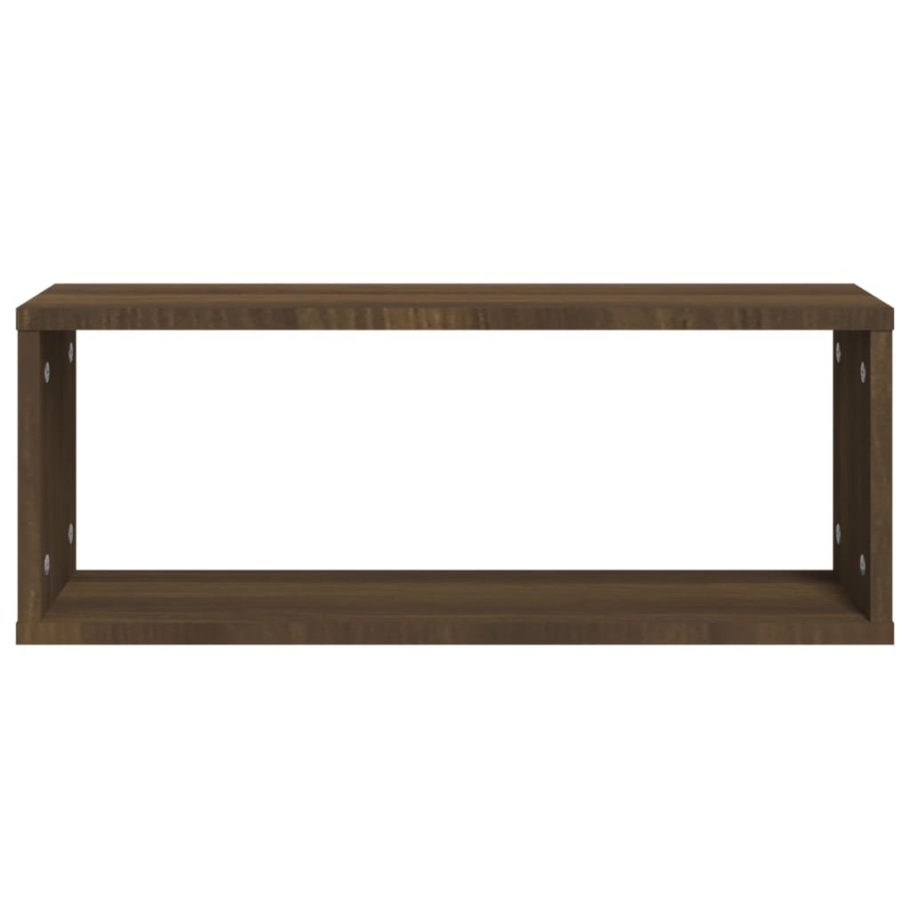 2 db barna tölgy színű szerelt fa fali kockapolc 60x15x23 cm