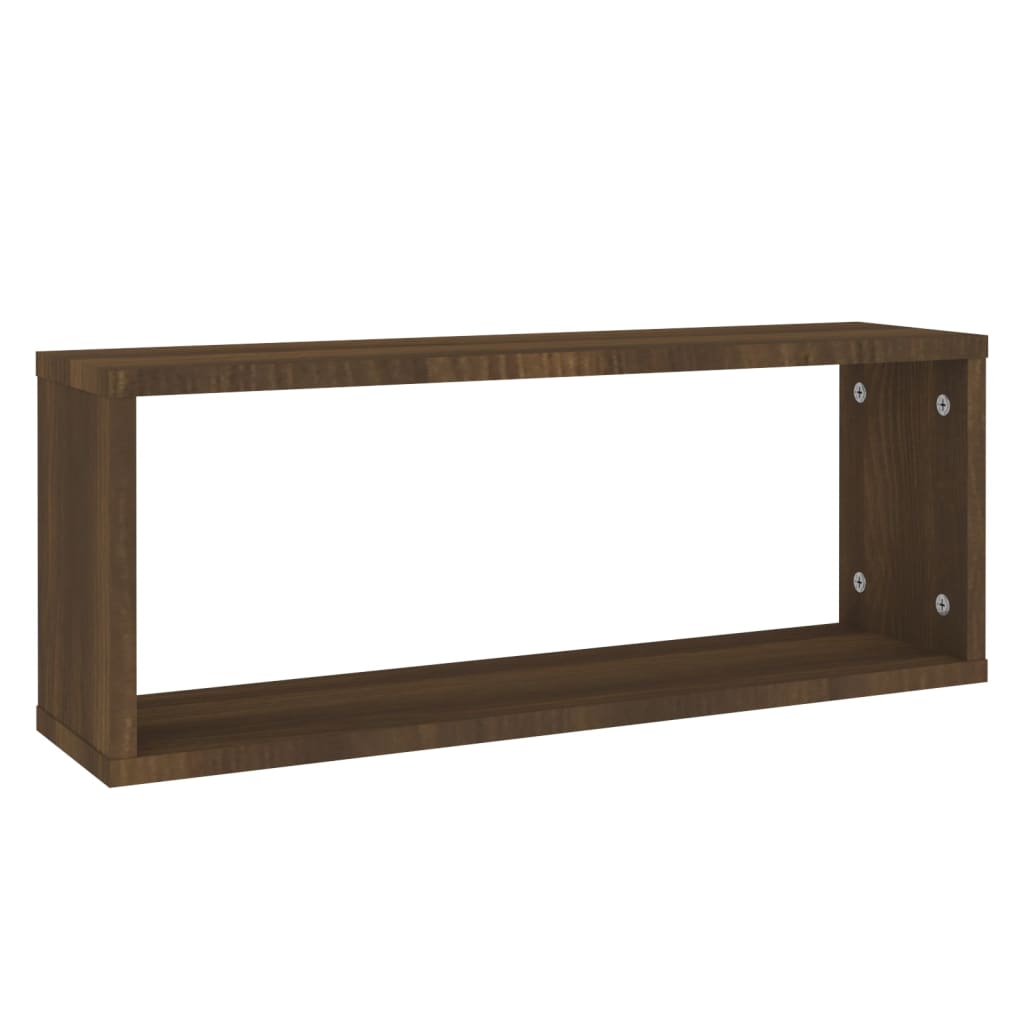 4 db barna tölgy színű szerelt fa fali kockapolc 60x15x23 cm