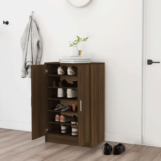 barna tölgyszínű szerelt fa cipősszekrény 60 x 35 x 92 cm