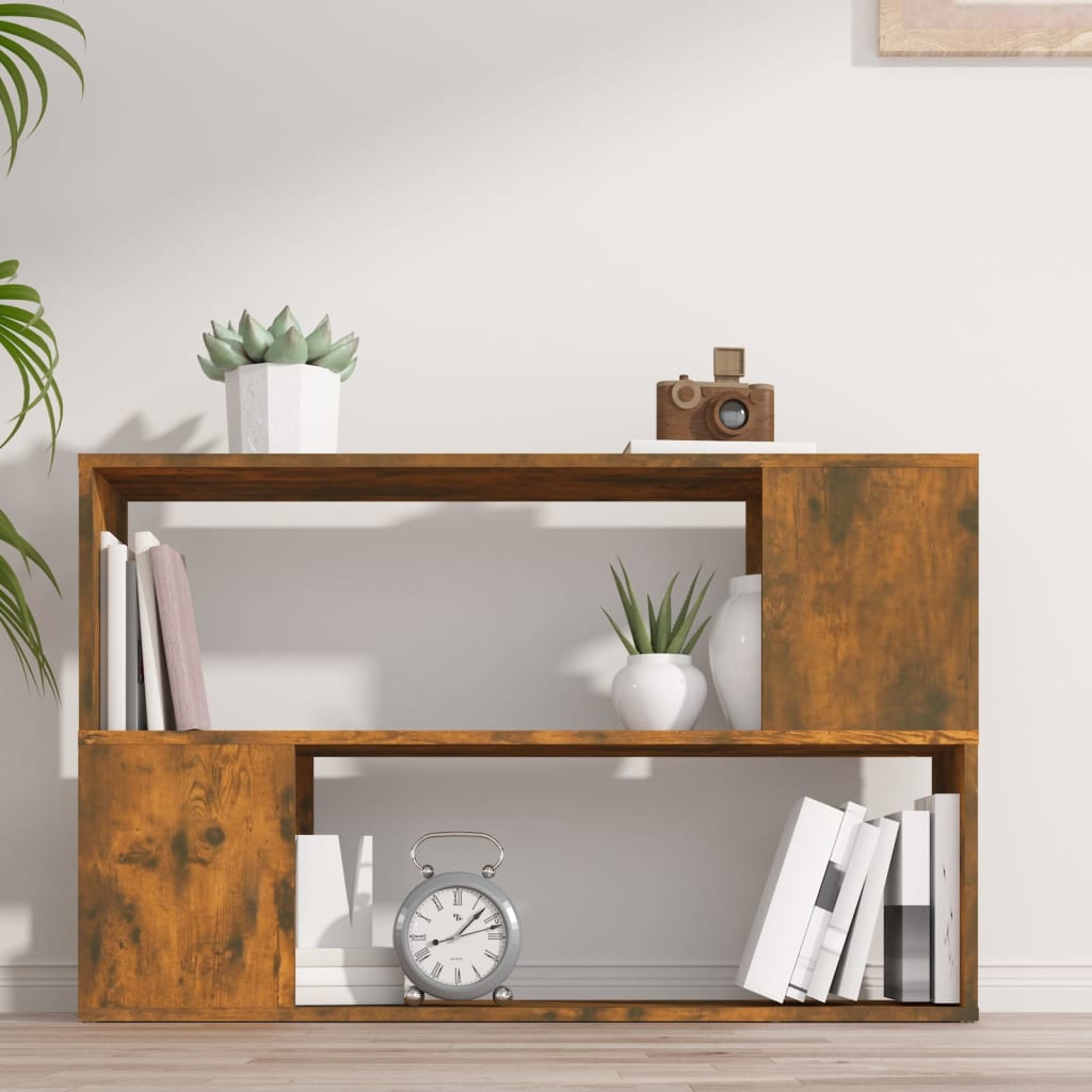 füstös tölgy színű szerelt fa könyvszekrény 100 x 24 x 63 cm
