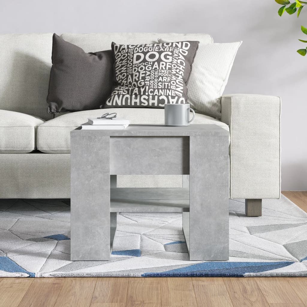 betonszürke szerelt fa dohányzóasztal 55,5x55x45 cm