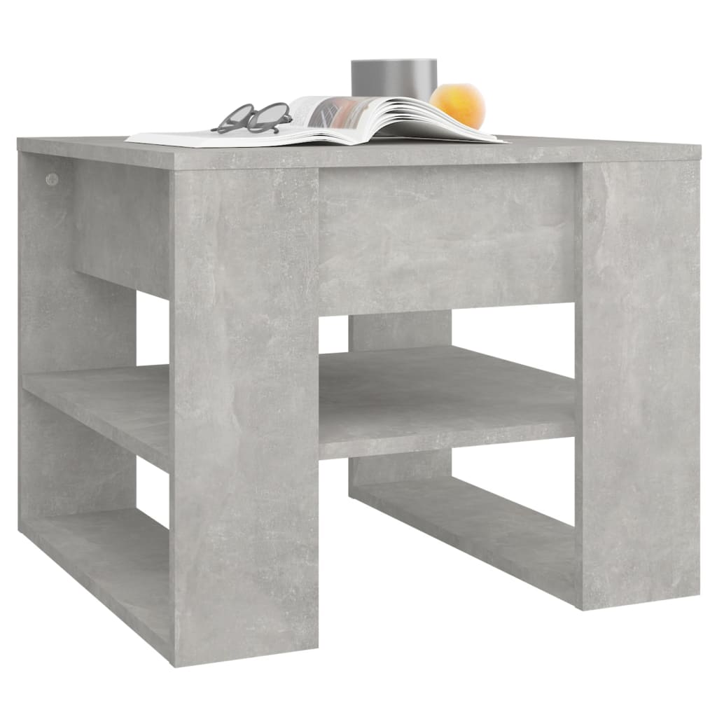 betonszürke szerelt fa dohányzóasztal 55,5x55x45 cm