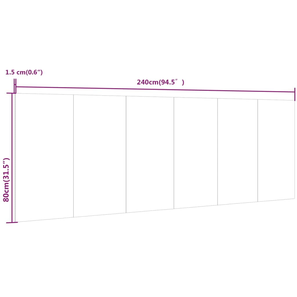 betonszürke szerelt fali fejtámla 240 x 1,5 x 80 cm