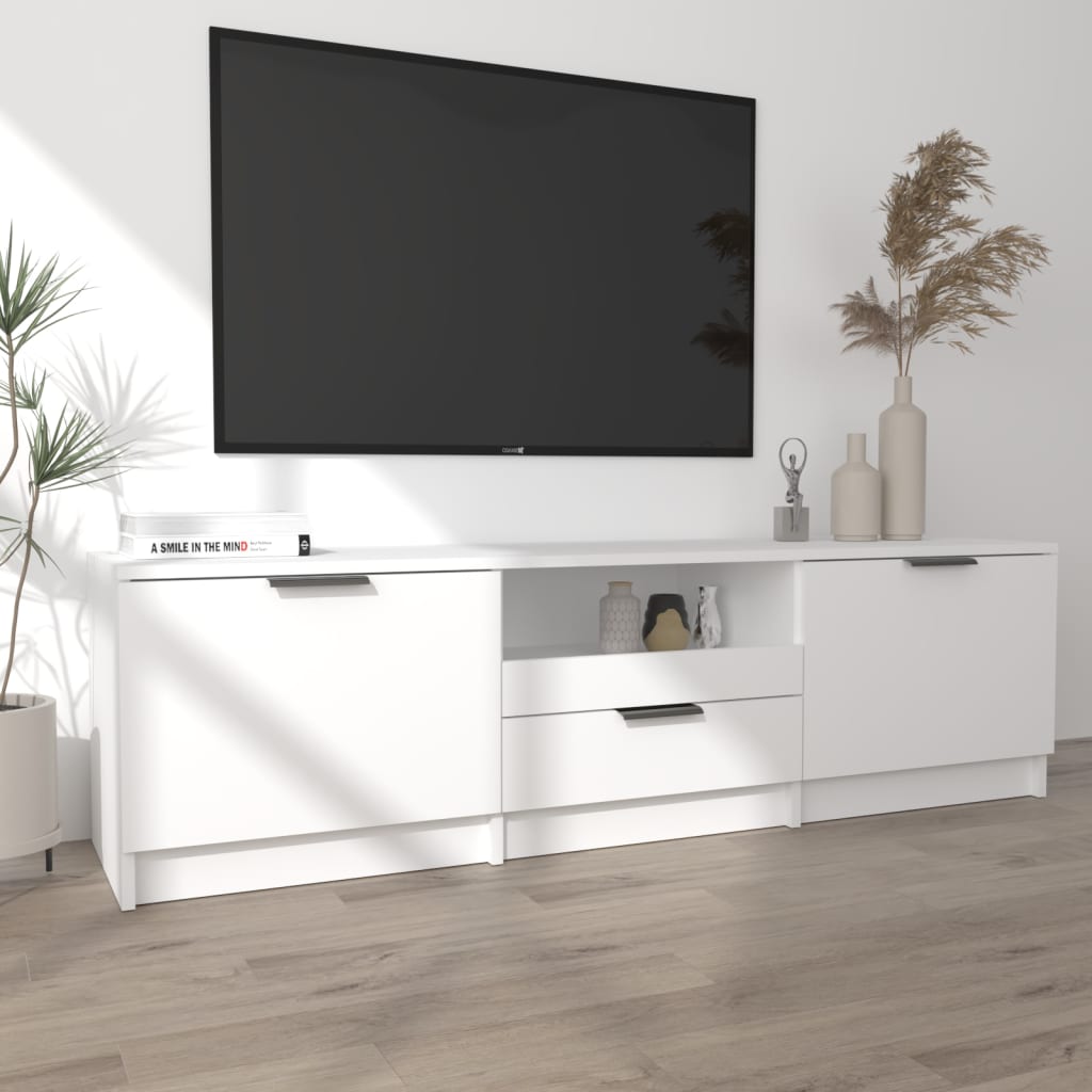 fehér, préselt fából készült TV-szekrény 140 x 35 x 40 cm