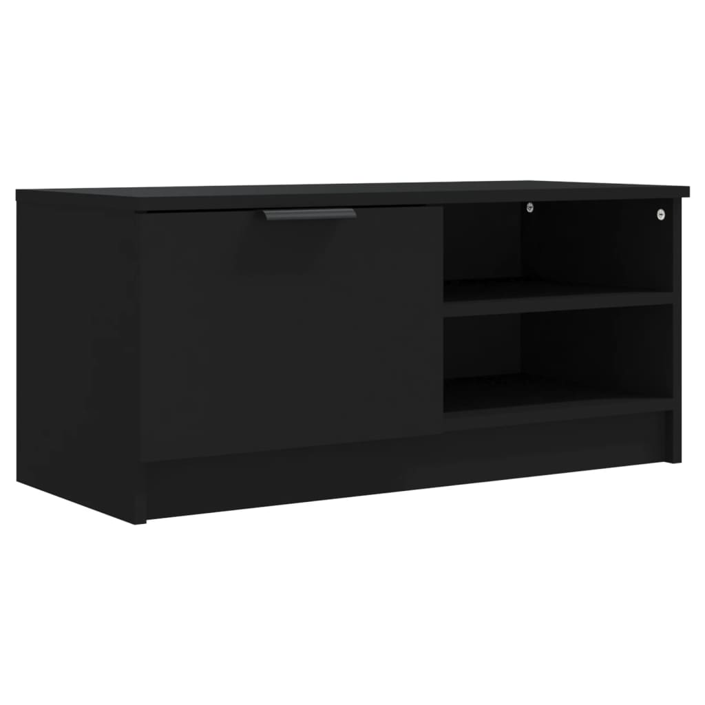 fekete szerelt fa TV-szekrény 80 x 35 x 36,5 cm