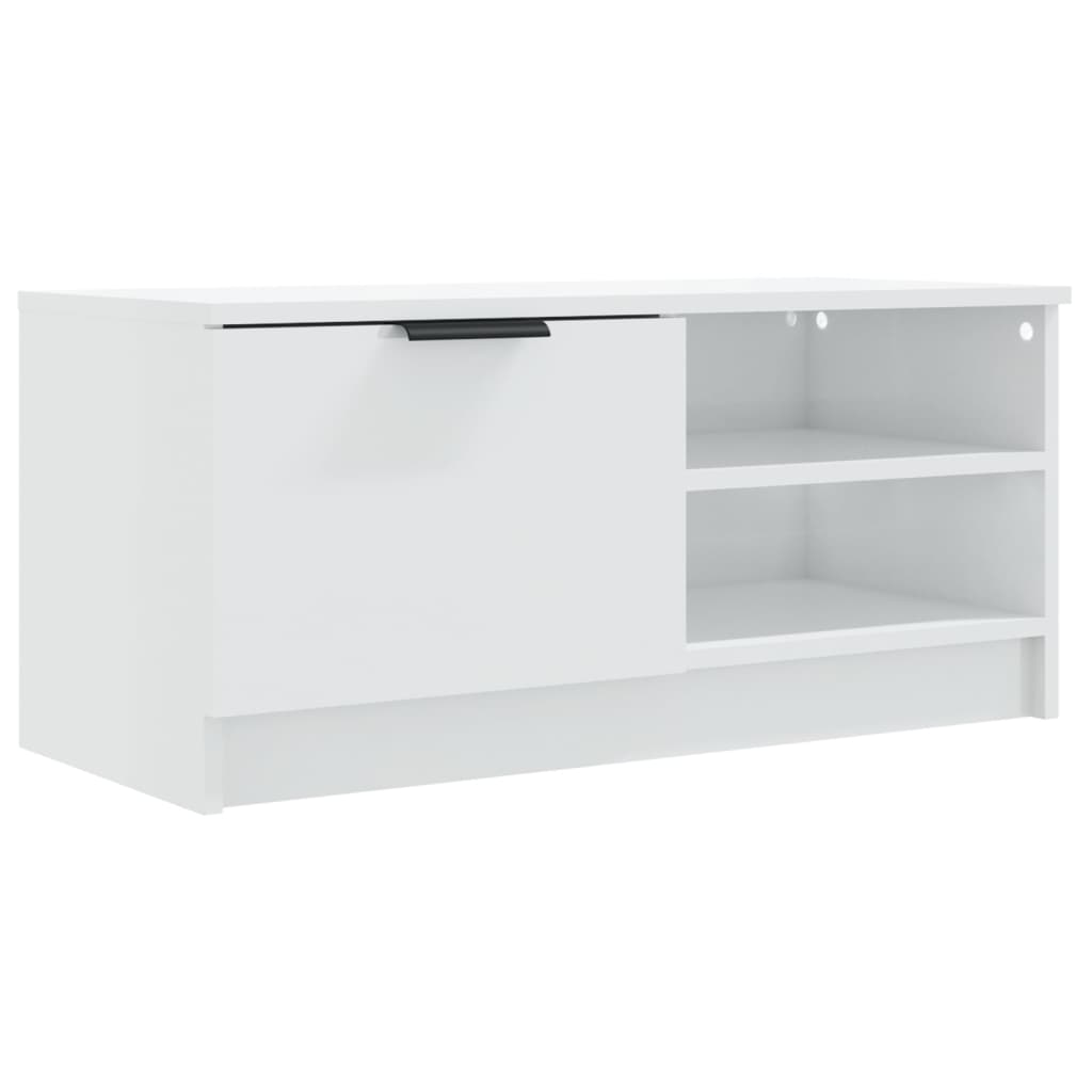 fehér magasfényű szerelt fa TV-szekrény 80x35x36,5 cm