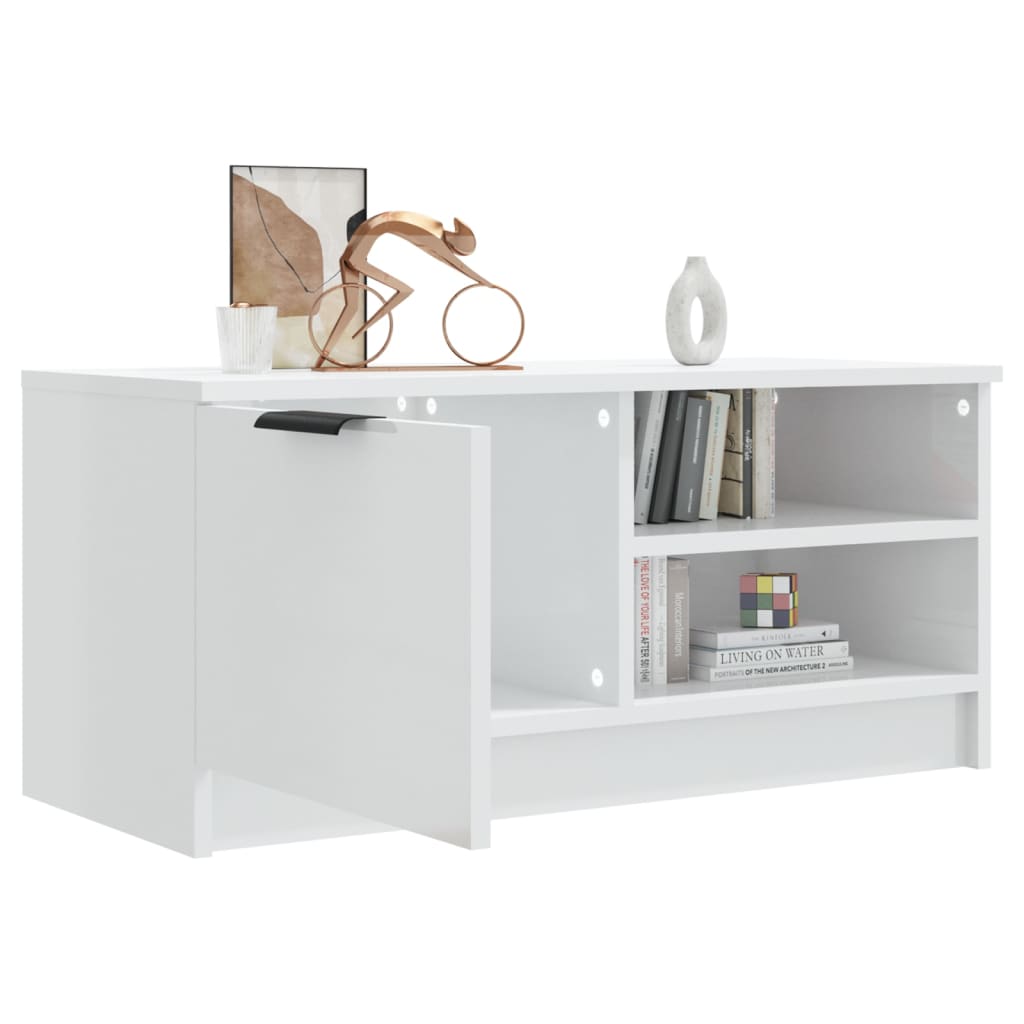 fehér magasfényű szerelt fa TV-szekrény 80x35x36,5 cm