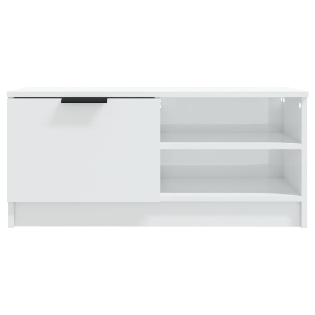 fehér magasfényű szerelt fa TV-szekrény 80x35x36,5 cm