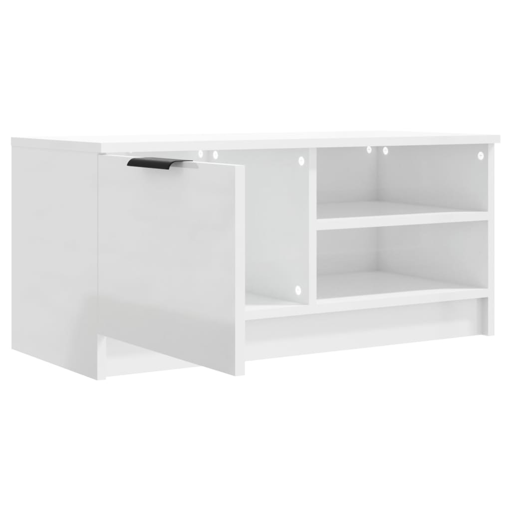 fehér magasfényű szerelt fa TV-szekrény 80x35x36,5 cm