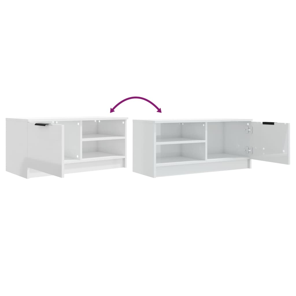 fehér magasfényű szerelt fa TV-szekrény 80x35x36,5 cm