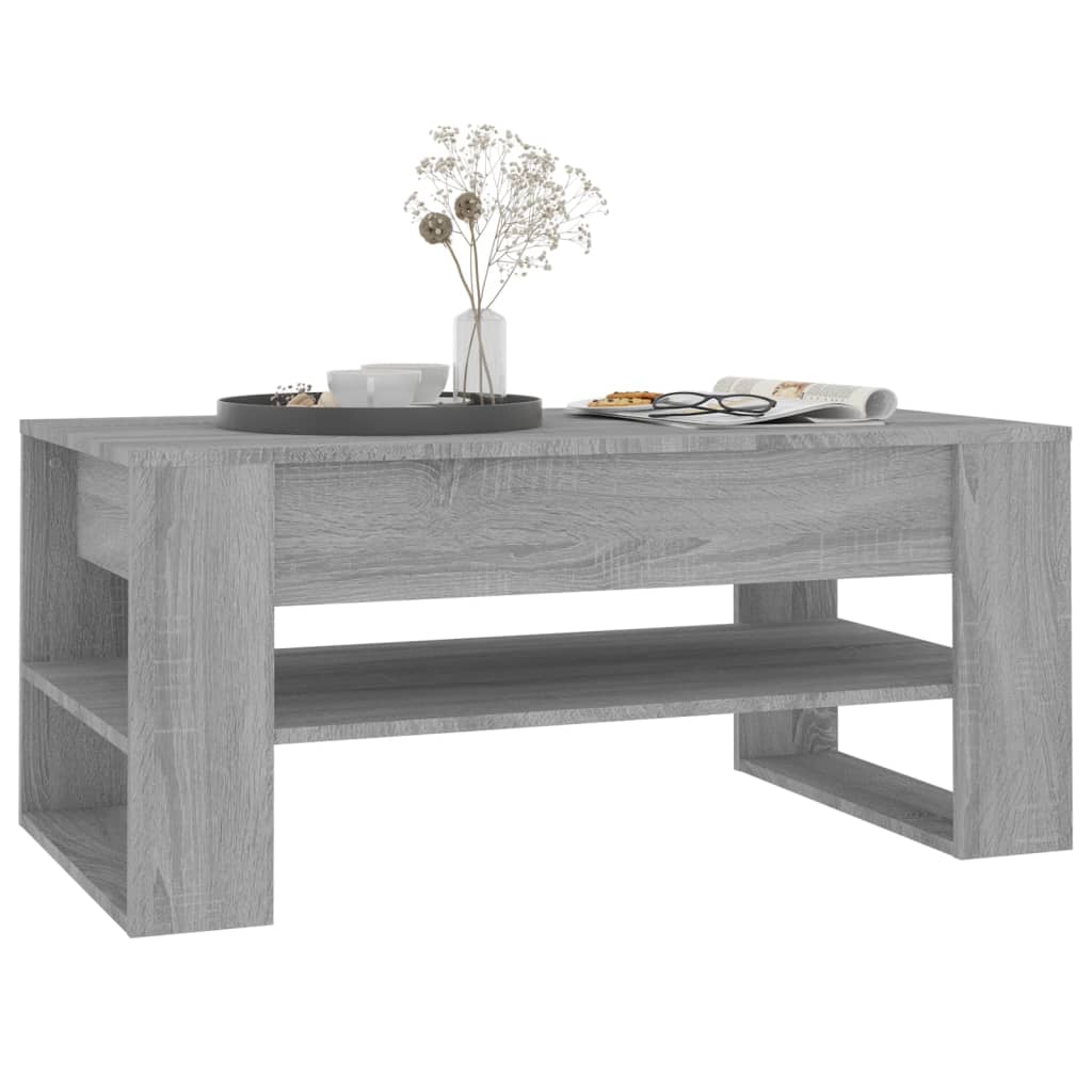 szürke sonoma színű szerelt fa dohányzóasztal 102 x 55 x 45 cm
