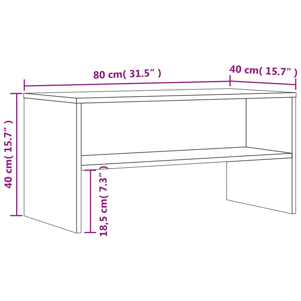 füstös tölgy színű szerelt fa TV-szekrény 80 x 40 x 40 cm
