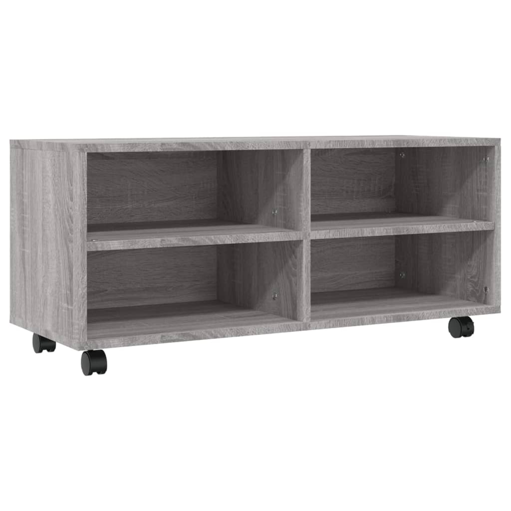 szürke sonoma színű szerelt fa TV-szekrény görgőkkel 90x35x35cm
