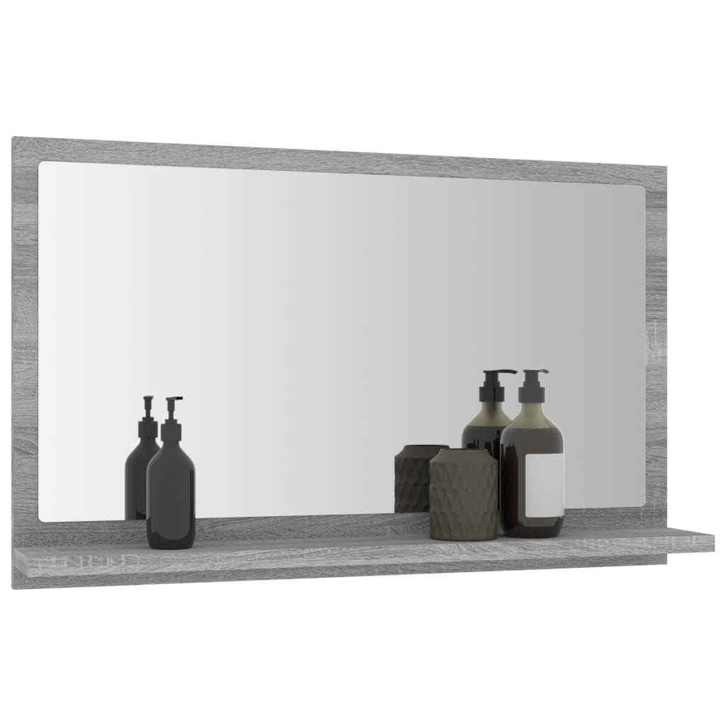 szürke sonoma színű szerelt fa fürdőszobatükör 60x10,5x37 cm