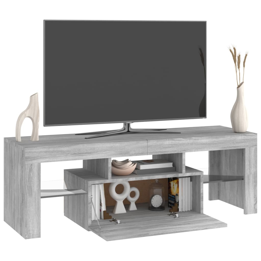 szürke sonoma színű TV-szekrény LED-lámpákkal 120 x 35 x 40 cm