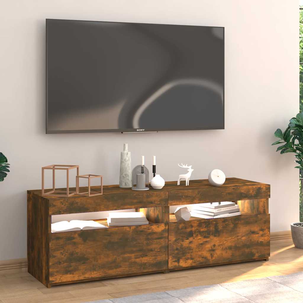 füstös tölgy színű TV-szekrény LED-ekkel 120x35x40 cm