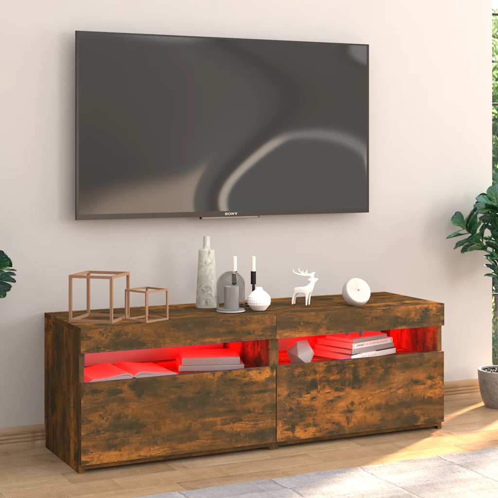 füstös tölgy színű TV-szekrény LED-ekkel 120x35x40 cm