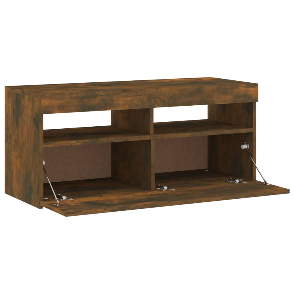 füstös tölgy színű TV-szekrény LED-ekkel 90 x 35 x 40 cm